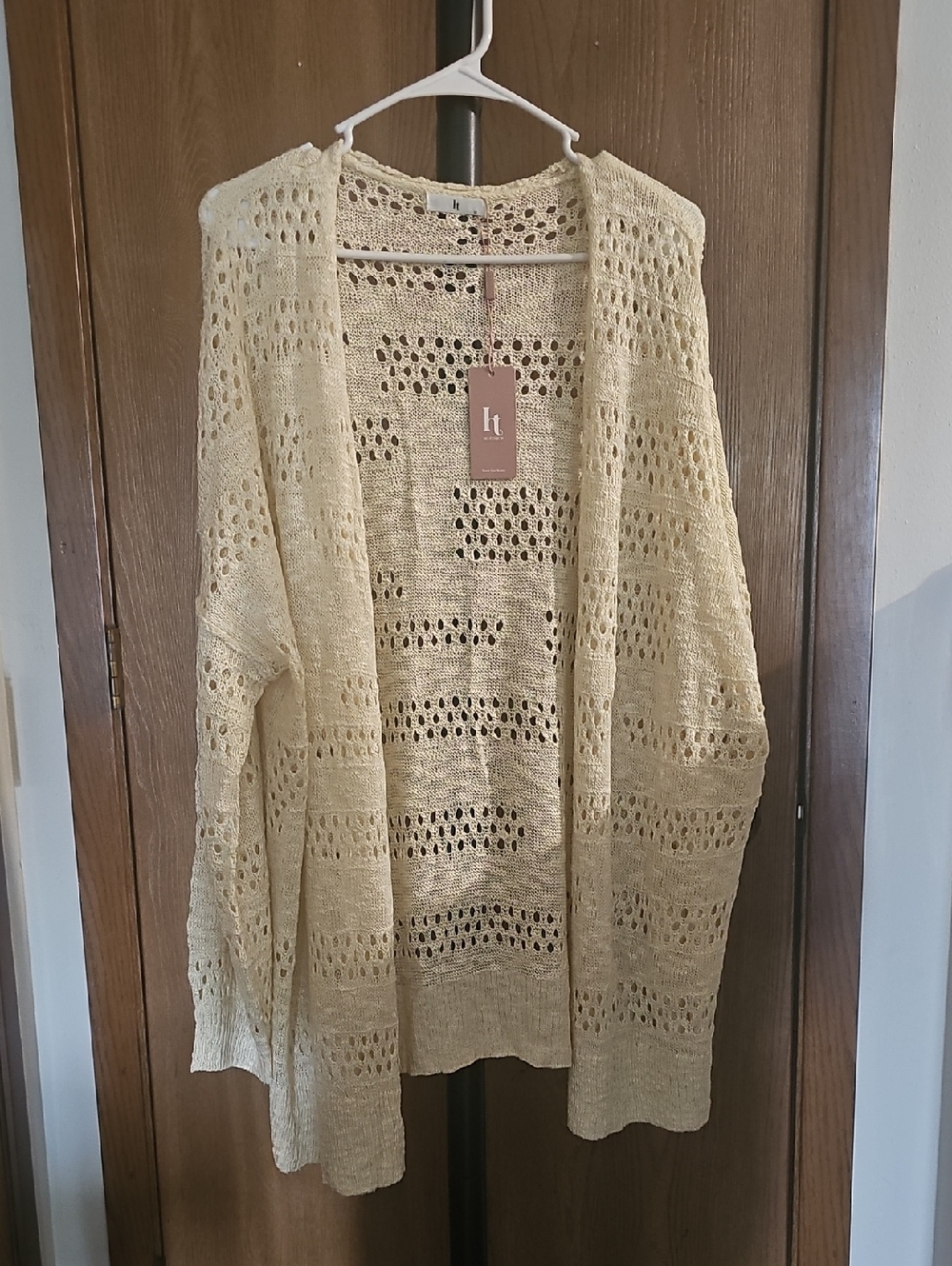 Light weight Cream Open-Knit Women's Cardigan by Hottouch